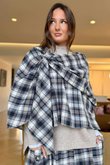 Roberta Plaid Brushed Cotton Drape Cape Shadow